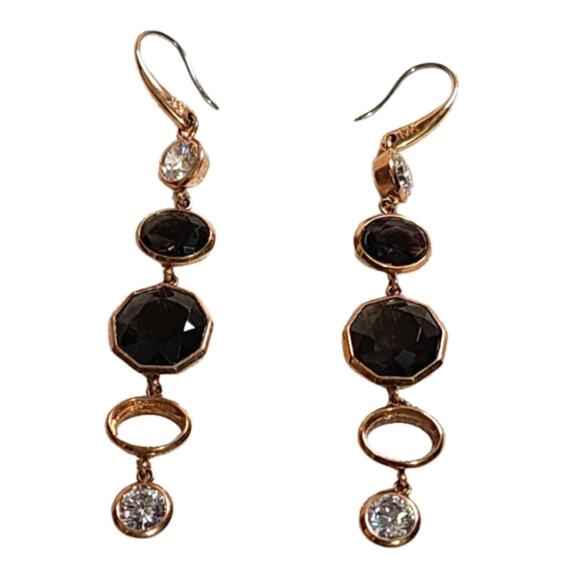 MICHAEL KORS Black and Gold Long Earrings with Crystal Accents - Picture 1 of 12